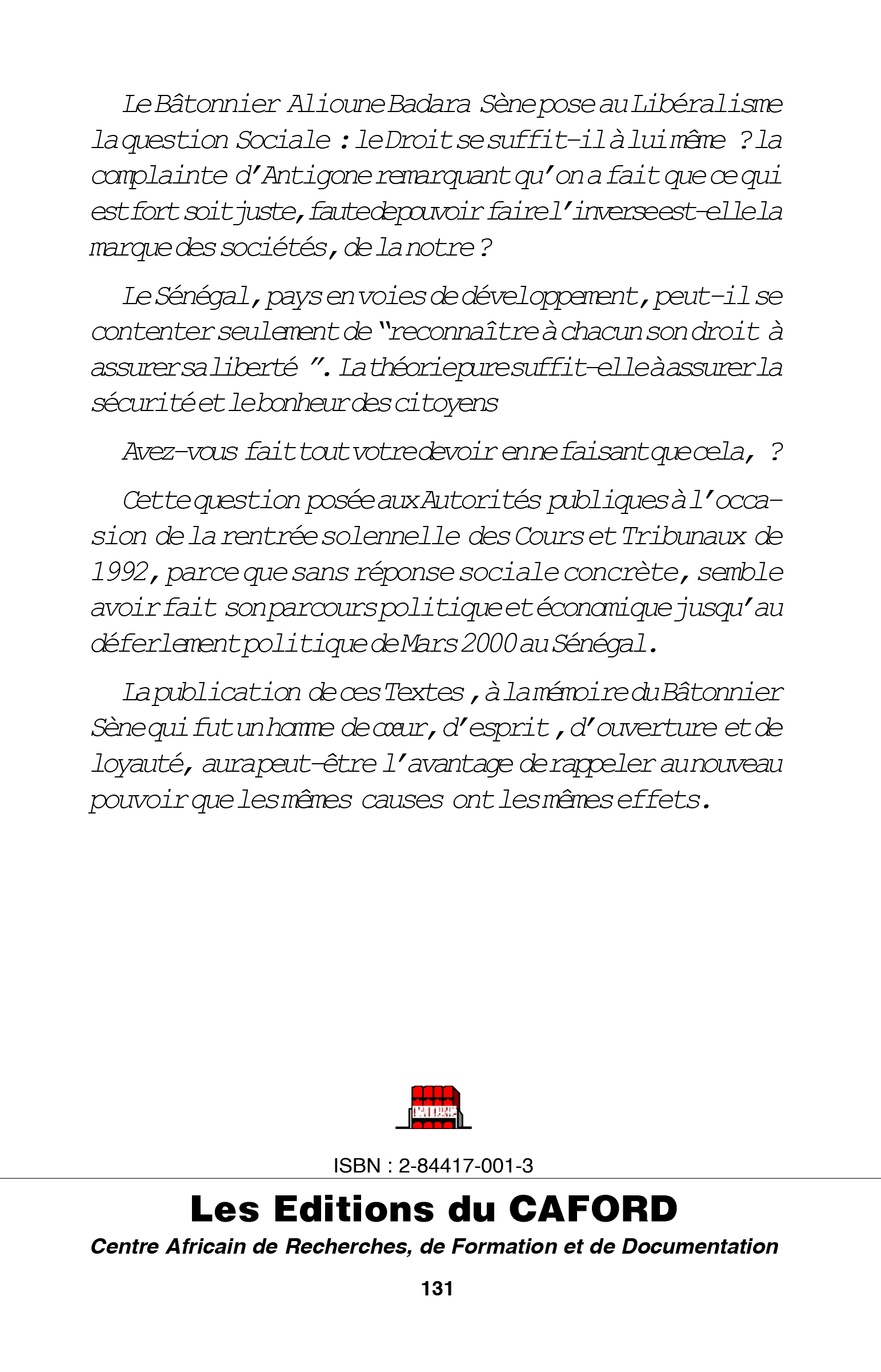 DROITS ET RESPONSABILITES DES JUGES AU SENEGAL